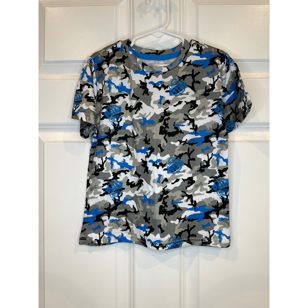 Paw Patrol Nickelodeon Boys Blue Camo Short Sleeve T-Shirt Size 5T